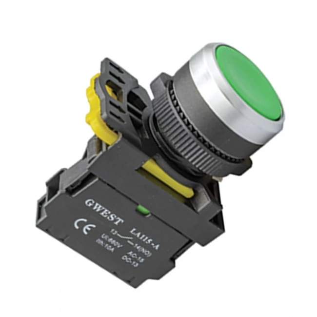 Gwest A5-10 22mm Yeşil Yaylı Buton 1NO