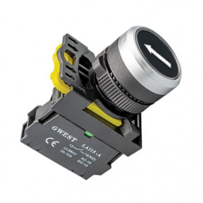 Gwest A5-10/4 22mm Start İşaretli Yaylı Buton Siyah 1NO