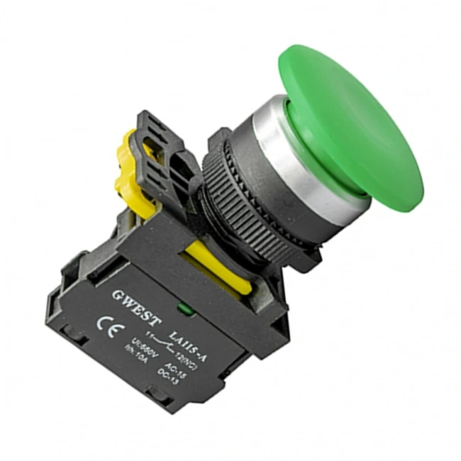 Gwest A5-10M 22mm Yeşil Kayıcı Start Mantar Buton 1NO