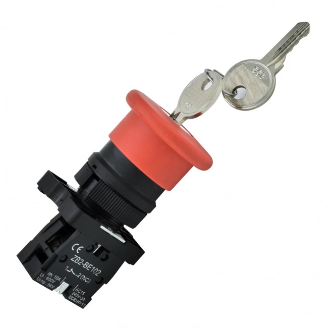 Gwest BZ-01ZA 22mm Kalıcı Acil Stop Anahtarlı Mantar Buton 1NC