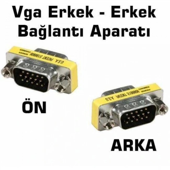 HD15 VGA-VGA Erkek-Erkek (M2M) 15 Pin Adaptör