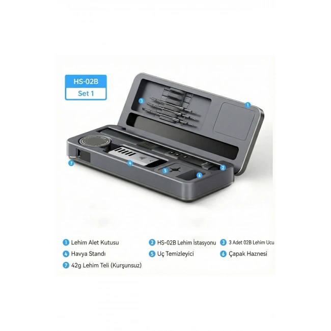 HS-02B Akıllı Havya 3 Uçlu ve Alet Kutusu