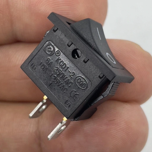 IC-124 Mini Işıksız Yaylı Anahtar 2P Off-Mom Siyah