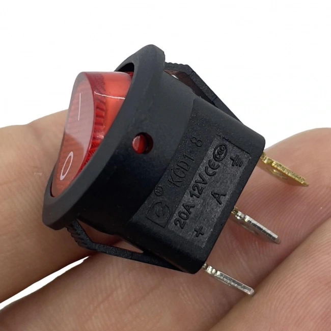 IC-131A Yuvarlak Işıklı Anahtar On-Off 12V 3P