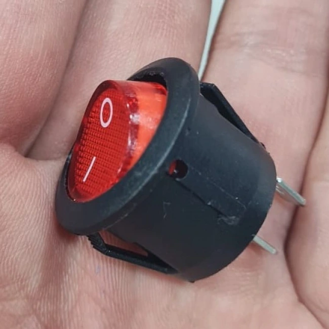 IC-133-5 Yuvarlak Kırmızı Işıksız Anahtar ON-OFF 2P