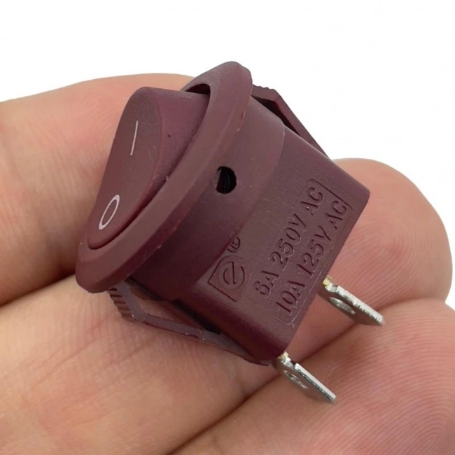 IC-133C-2 Yuvarlak Işıksız Anahtar On-Off 2P Kahve