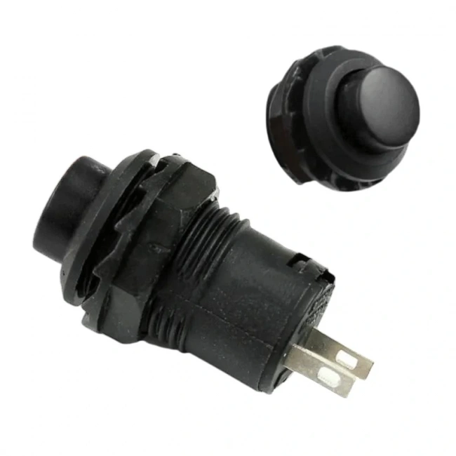 IC-191C (IC-186D) Buton Plastik Yaylı 12mm 2P DS-227 Siyah