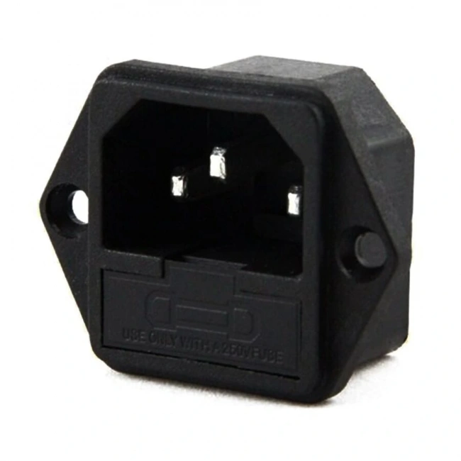 IC-213 C14 Power Soket Erkek Şase Kulaklı (Sigorta Yuvalı)