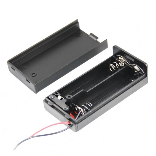 IC-233C Kapaklı Switchli 2li AA Pil Yuvası