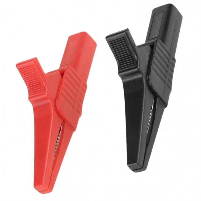 IC-243C 4mm Banana Jak Girişli Krokodil 85mm Siyah Kırmızı 2li Set