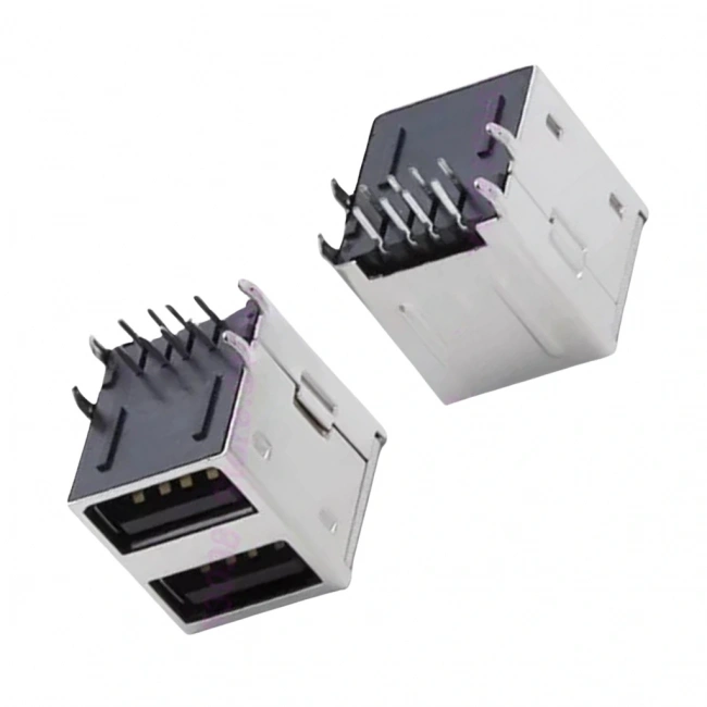 IC-265E USB İkili 2.0 Şase A Tip Dişi 90° Siyah