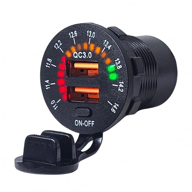 IC-266D-5 Pano Tip Akü Göstergeli İkili USB 3.0