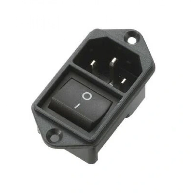 IEC320 Kulaklı Erkek Power Soketi - Anahtarlı Sigortasız