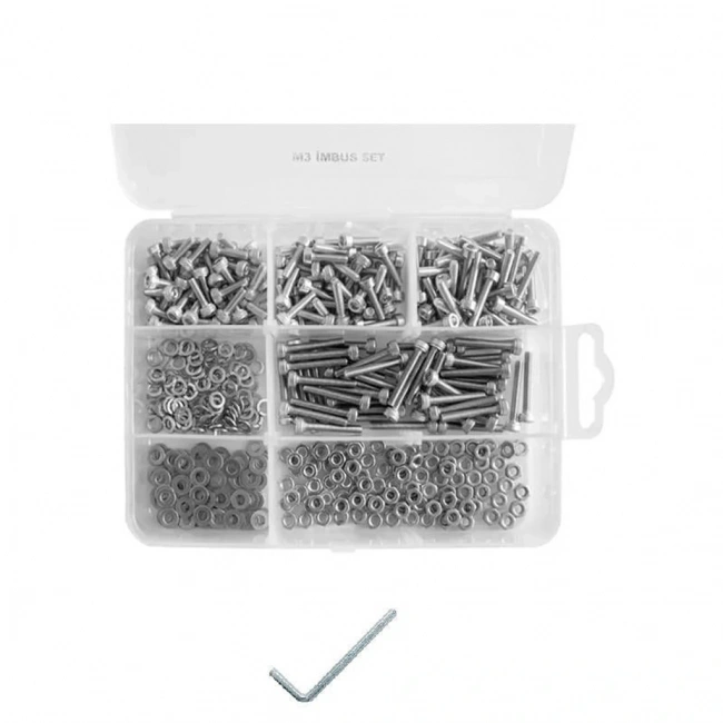 İmbus M3 Cıvata Seti 756 Parça - Alyan Anahtar Hediyeli