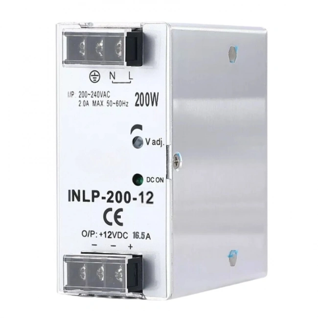 INLP-200-12 - 200W 12VDC 16.5A Raya Montajlı Güç Kaynağı
