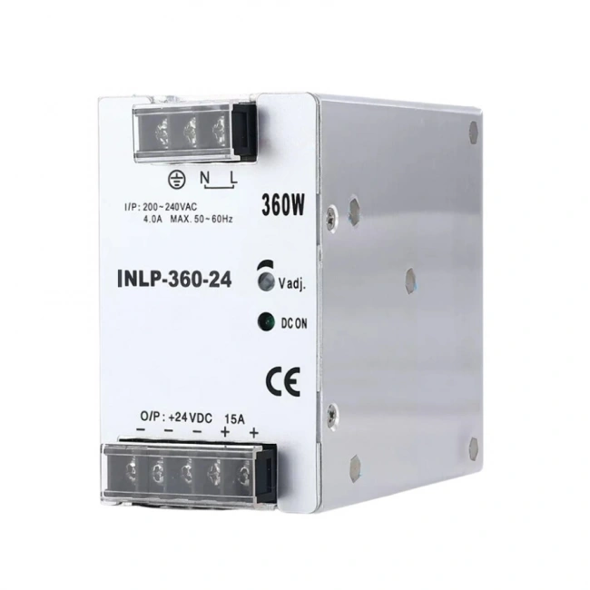 INLP-360-24 - 360W 24VDC 15A Raya Montajlı Güç Kaynağı