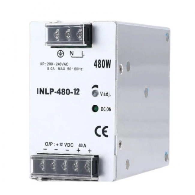 INLP-480-12 - 480W 12VDC 40A Raya Montajlı Güç Kaynağı