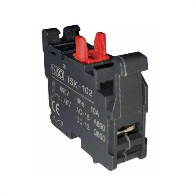 ISK-102 NK Kontak Blok Kırmızı NC Normalde Kapalı
