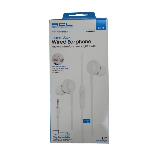 K1-76 3.5mm Jack Mikrofonlu Kumandalı 1.1mt Kablolu Kulaklık