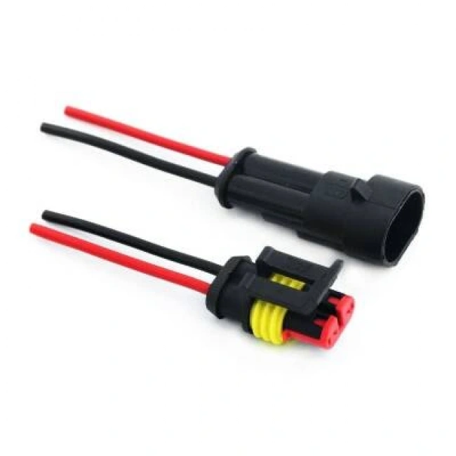 Kablolu 2-Pin Su Geçirmez Konnektör Takımı