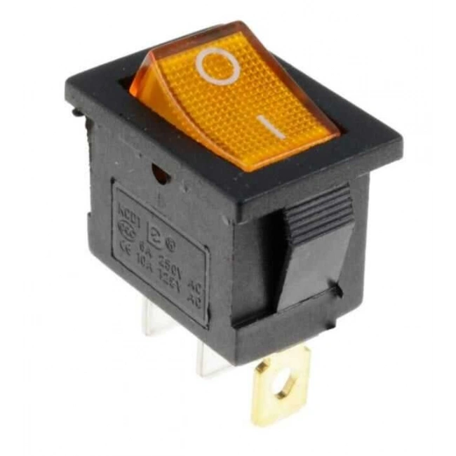 KCD1-1 Sarı Işıklı On/Off Anahtar 3 Pin