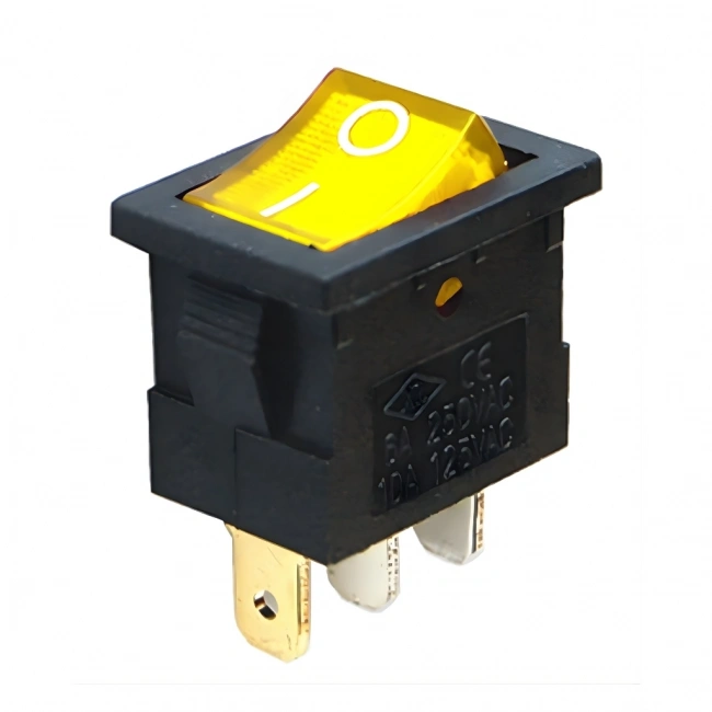 KCD1-1 Sarı Işıklı On/Off Anahtar 3 Pin