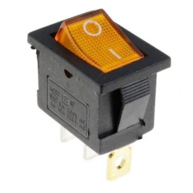 KCD1-1 Sarı Işıklı On/Off Anahtar 3 Pin
