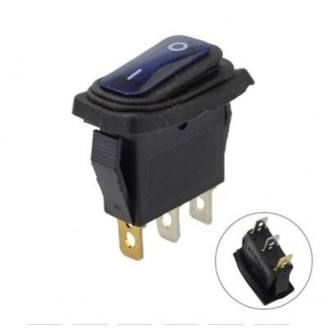 KCD3 15A Su Geçirmez Mavi Işıklı ON-OFF Anahtar