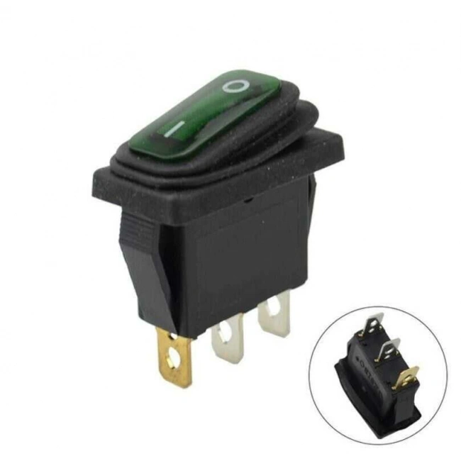 KCD3 15A Su Geçirmez Yeşil Işıklı ON-OFF Anahtar