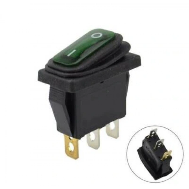 KCD3 15A Su Geçirmez Yeşil Işıklı ON-OFF Anahtar