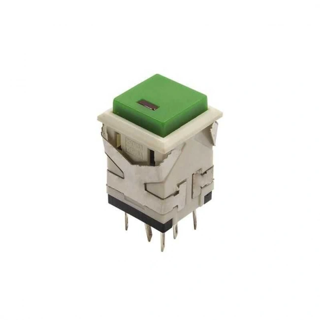 KD2-21 19mm Işıklı Yaylı Push Buton - Yeşil