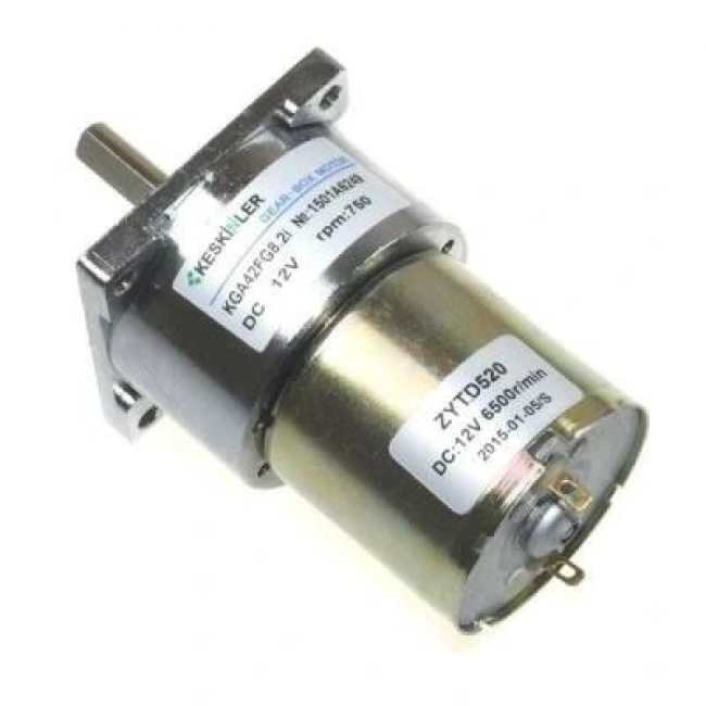 KGA42 12V 750Rpm 42mm Redüktörlü Flanşlı Kısa Dc Motor