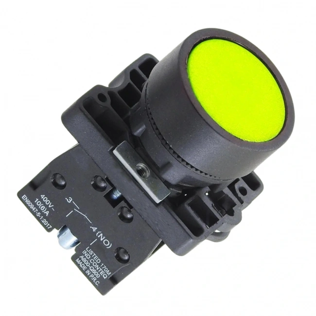 LAY5-EA51 22mm Buton Normalde Açık Kontak Sarı