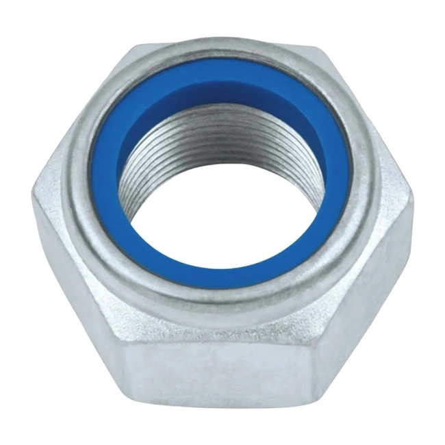 M30 Fiberli Somun Çelik Beyaz Kaplamalı 6 Kalite DIN985