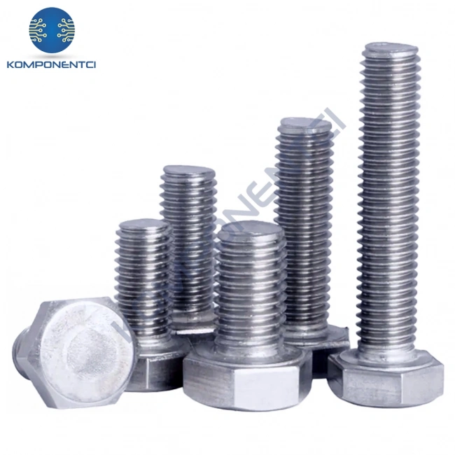 M4x12mm Cıvata Beyaz Altıköşe 5.8 Kalite DIN933 10 Adet