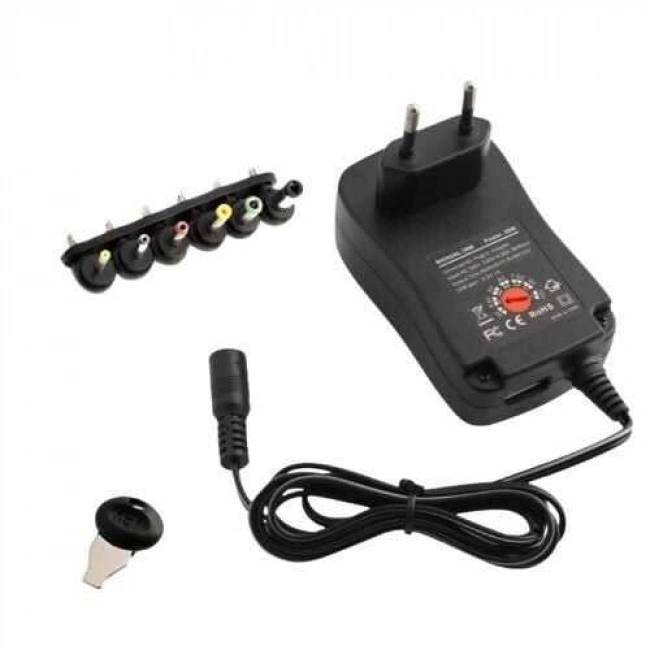 MANUAL-30W 3-12V Ayarlı Adaptör - 5V USB ve 6 Farklı Çıkış Ucu
