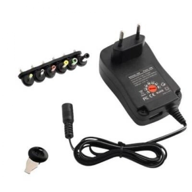 MANUAL-30W 3-12V Ayarlı Adaptör - 5V USB ve 6 Farklı Çıkış Ucu