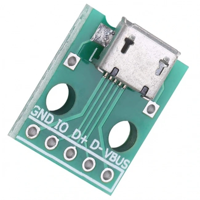 Mikro Usb Dip Dönüştürücü - Dişi - Çevirici 2.54mm