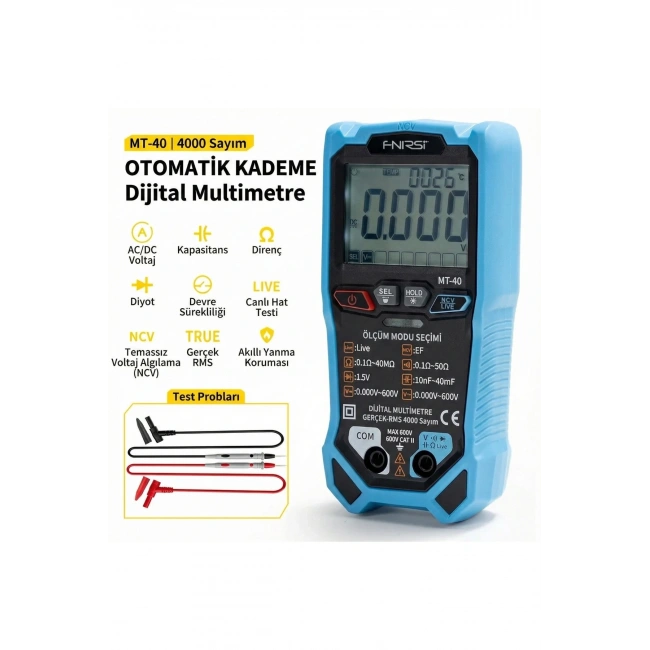 MT-40 Akıllı Dijital Multimetre 4000 Sayım