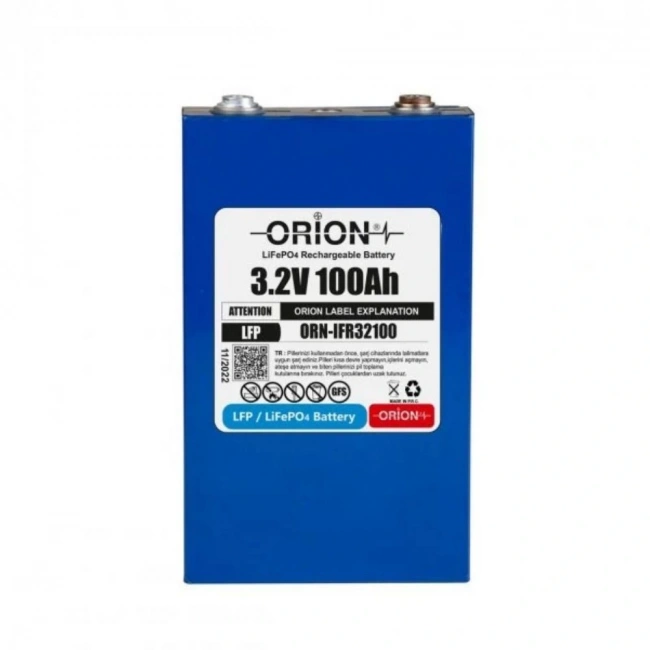 Orion 3.2 Volt 100 Ah LifePO4 Prizmatik Hücre - 0100DL