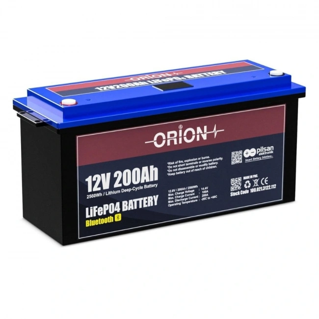 Orion Akü LifePo4 12200B 12V 200aH Bluetooth Ekranlı