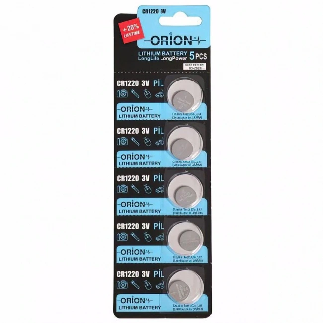Orion CR1220 3V Lityum Düğme Pil 5li Kart Paket