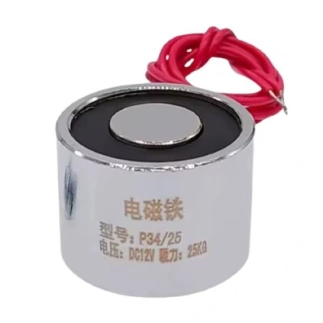 P34/25 12V Elektromıknatıs - 25kg Elektro Manyetik Tutucu