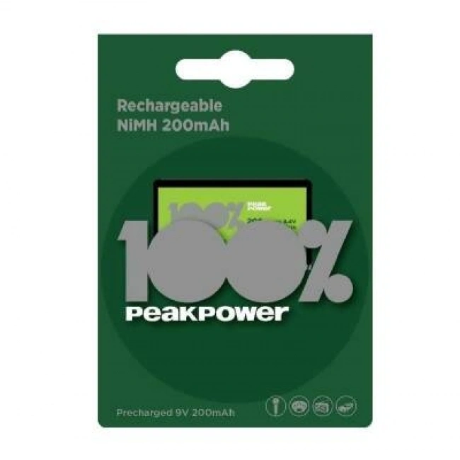PeakPower 200mAh 9V Şarj Edilebilir Pil