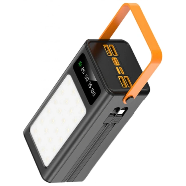 PW-125 Solar Panelli Led Fenerli Dahili Kablolu Powerbank 50.000 mAh