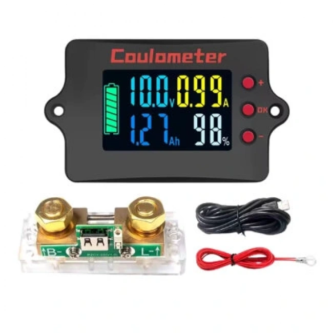 PZEM-037 8-120V 300A Voltmetre Ampermetre - Batarya Kapasite Yöneticisi + 300A Şönt + 2m USB Kablo