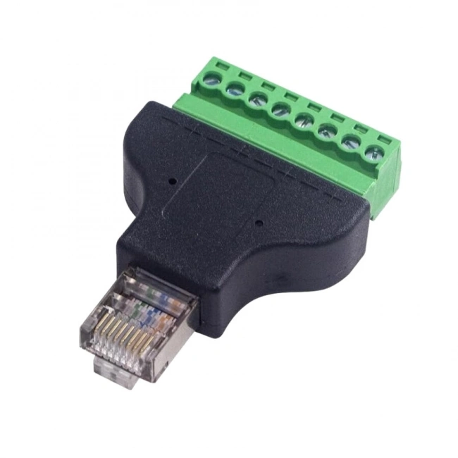 RJ45 Erkek - 8 Pin Vidalı Terminal Dönüştürücü Adaptör