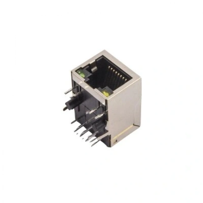 RJ45 Işıklı Dişi Ethernet Konnektörü - PCB Tipi 16x21x13mm