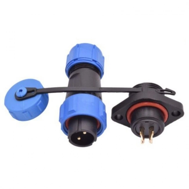 SD13 2 Pin 13mm Su Geçirmez Konnektör Takımı - Flanşlı Panel Tipi