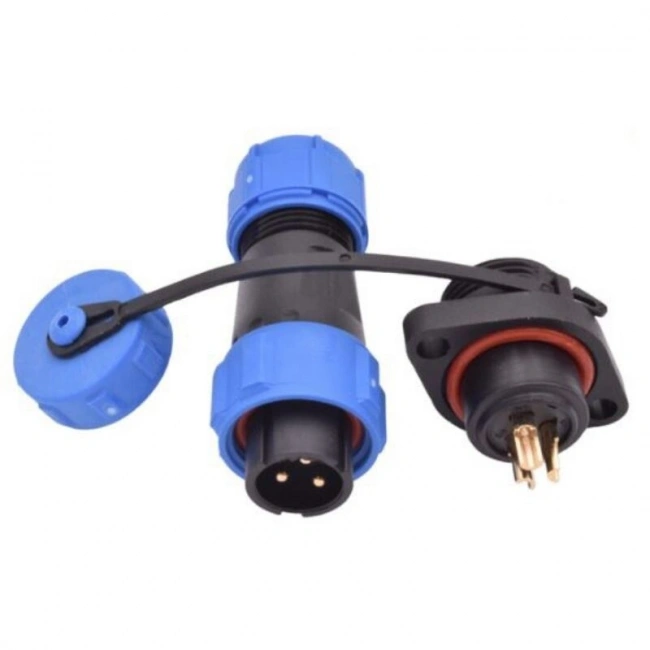 SD13 3 Pin 13mm Su Geçirmez Konnektör Takımı - Flanşlı Panel Tipi